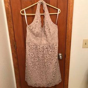 David’s Bridal F15623 lace halter bridesmaid dress